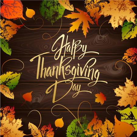 Happy Thankgiving Day greeting card. Lettering Happy Thankgiving Dayのイラスト素材