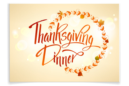 Thankgiving Dinner greeting card. Lettering Thankgiving Dinnerのイラスト素材