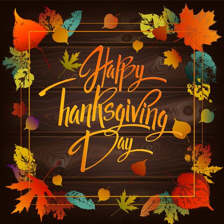 Happy Thankgiving Day greeting card. Lettering Happy Thankgiving Dayのイラスト素材