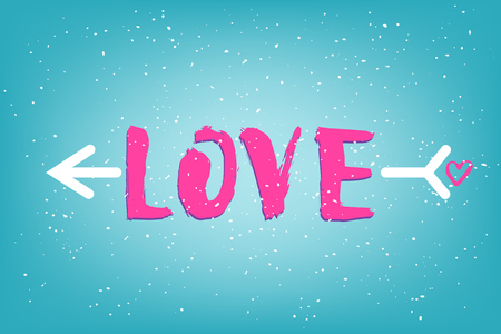 Postcard with a unique lettering for Valentine's Day. Vector illustration with isolated elementsのイラスト素材