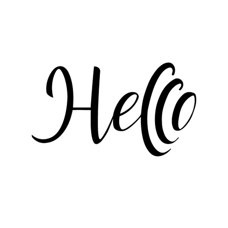 Lettering hello wrote by brush. Hello calligraphy.のイラスト素材