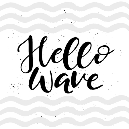 Lettering hello wave wrote by brush. Hello wave calligraphy.のイラスト素材