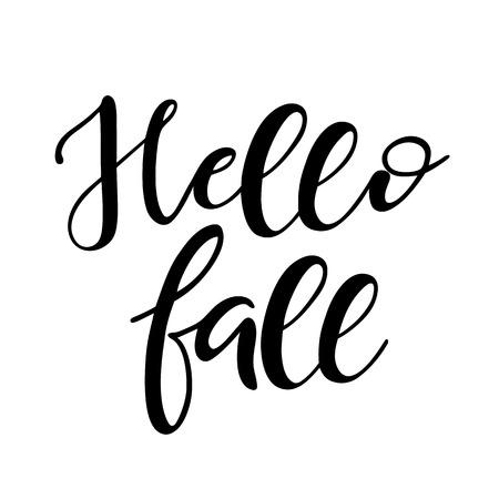 Lettering hello fall wrote by brush. Hello fall calligraphy.のイラスト素材