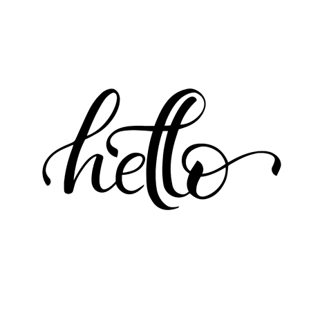 Lettering hello wrote by brush. Hello calligraphy.のイラスト素材