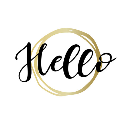 Lettering hello wrote by brush. Hello calligraphy.のイラスト素材