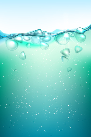 Transparent air bubbles under the water. Vector illustrationのイラスト素材