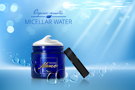 Blue cream cosmetic product on a background that has  underwater effect.のイラスト素材