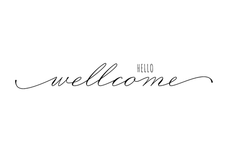 Lettering hello welcome wrote by handwriting of Spencerians . Hello welcome calligraphy.のイラスト素材