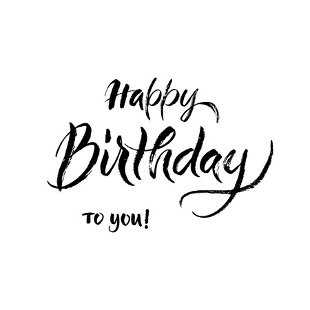 Happy Birthday texture lettering by brush. Happy Birthday greeting cardのイラスト素材