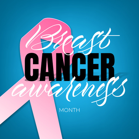 Breast cancer awareness month letteringのイラスト素材