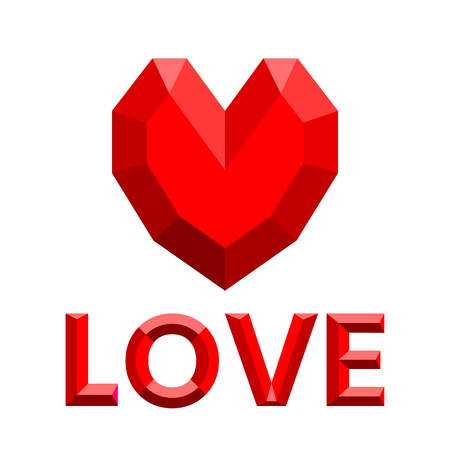 The word Love is depicted in a modern faceted font. Lettering loveのイラスト素材