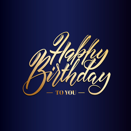 Happy Birthday greeting or invitation card. Hand lettering typography templateのイラスト素材