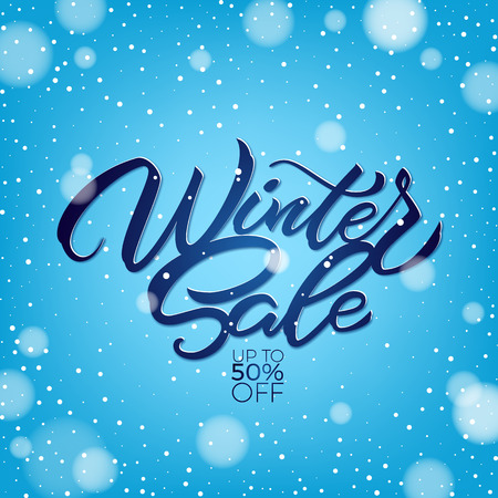 Winter sale poster with snowflakes. A large winter sale poster, advertising, booklet. Vector illustration with isolated design elementsのイラスト素材