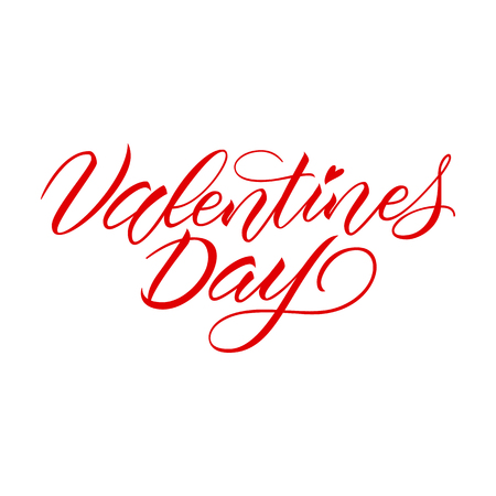 Postcard with a unique lettering for Valentine's Day. Vector illustration with isolated elementsのイラスト素材