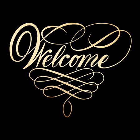 Lettering welcome wrote by brush. Welcome calligraphy.の写真素材