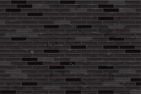 Dark, old brick wall texture. geometric ornament, brick pattern in black. Vector illustrationのイラスト素材