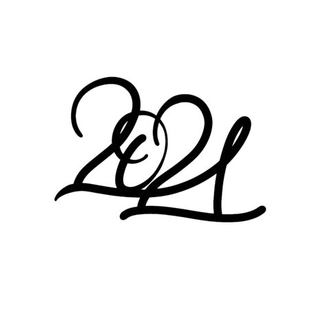 Hand drawn lettering figures 2021 for your designのイラスト素材
