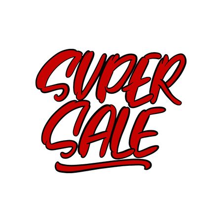 Letthering super sale, poster, advertising poster for shopsのイラスト素材