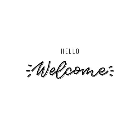 Hello welcome lettering wrote by brush. Hello welcome calligraphy.のイラスト素材
