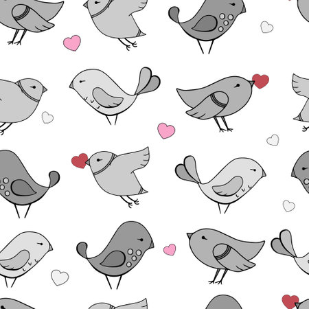 Seamless pattern of birds. Vector illustration. Background for poster or cover. Figure for textiles.のイラスト素材
