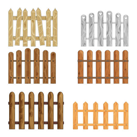Set of different wooden fencesのイラスト素材