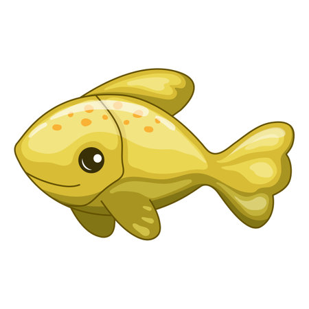 Cartoon cute green bright fish on a white background. Tropical underwater aquatic creature. Sea animal vector illustration for prints, textiles, children s clothing design, prints, cards, stickersのイラスト素材