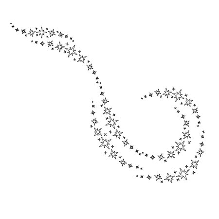 Magic star vortex silhouette in black and white. Minimalist celestial design perfect for magical, fantasy, holiday, or cosmic-themed projects, digital illustrations, invitations, and decorative printsのイラスト素材