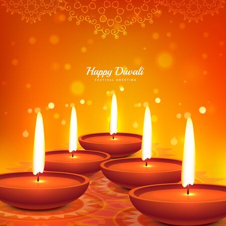 happy diwali diya design beautiful backgroundのイラスト素材