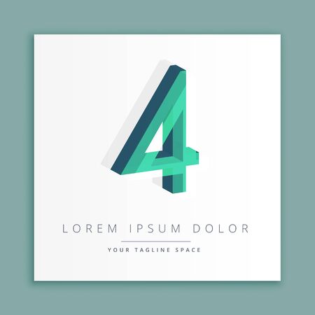 3d abstract style with number 4のイラスト素材