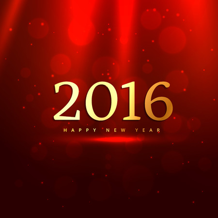 golden 2016 in red bokeh backgroundのイラスト素材