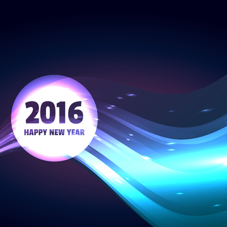 2016 happy new year design in wave styleのイラスト素材