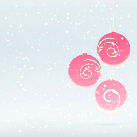 snowfall with xmas ballsのイラスト素材