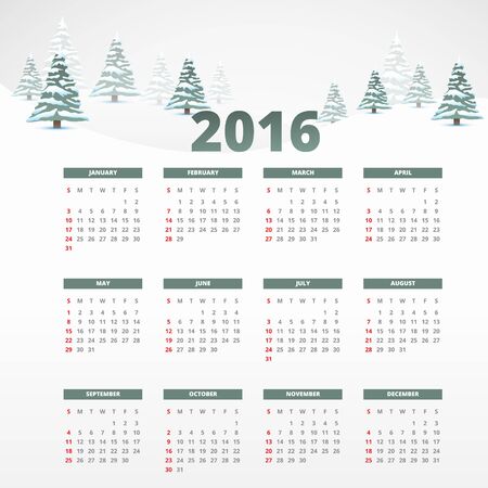 2016 calender templateのイラスト素材
