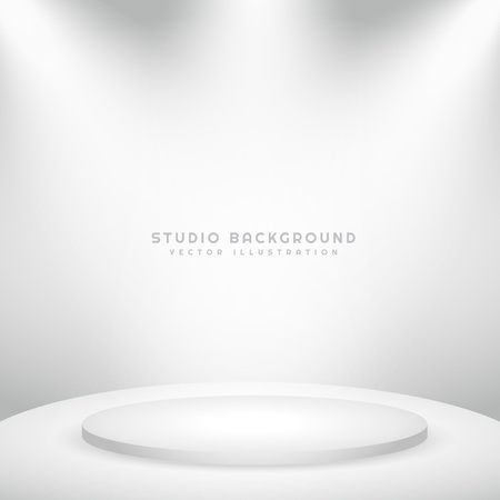 white studio background with podiumのイラスト素材