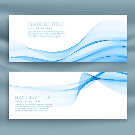 blue abstract wave banners templatesのイラスト素材