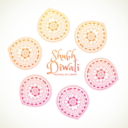 shubh diwali greeting card with paisley designのイラスト素材