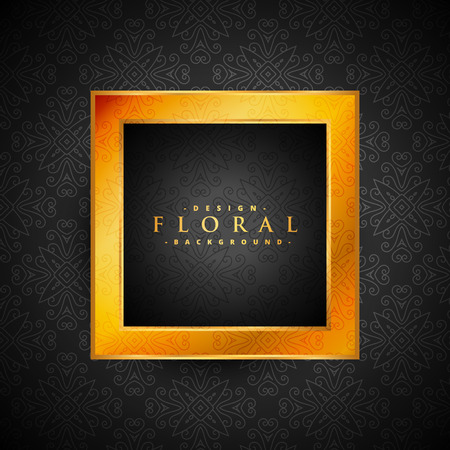 vintage floral background with golden frameのイラスト素材