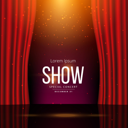 stage with red open curtainsのイラスト素材