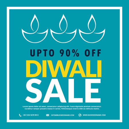 diwali sale banner with diya in blue backgroundのイラスト素材