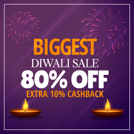 biggest diwali sale offer with diya and fireworksのイラスト素材