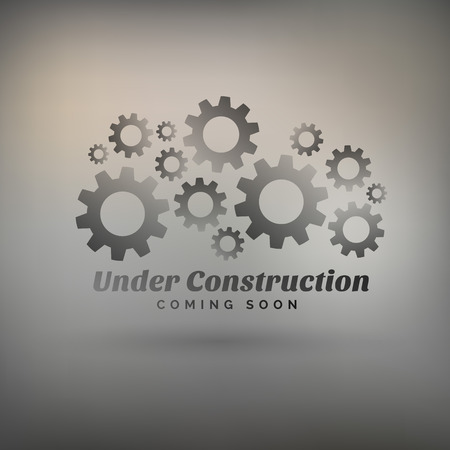 gray background with gears and under construction textのイラスト素材