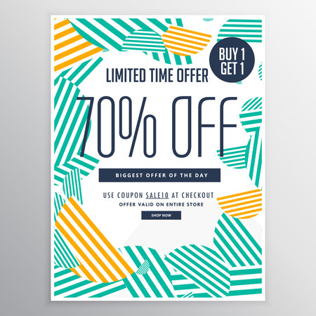 modern trendy sale promotional discount brochure template with abstract lines shapes