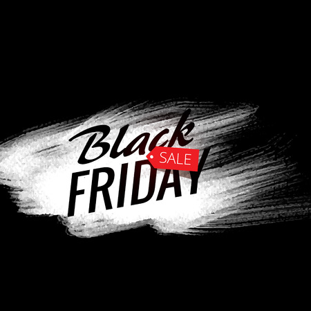 stylish black friday sale ad poster with white paint strokeのイラスト素材