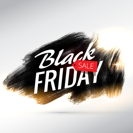 black friday sale poster design with brush paint effect and yellow lightsのイラスト素材