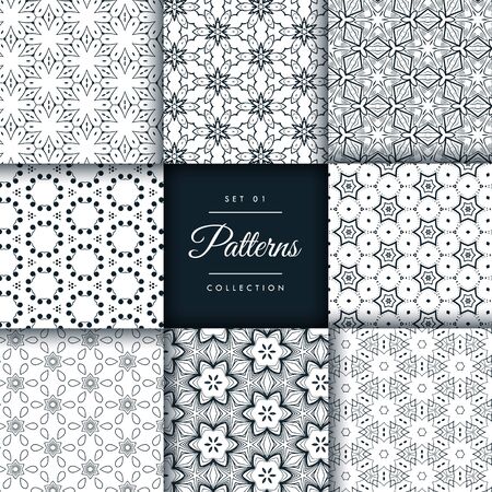 abstract pattern set in 8 different stylesのイラスト素材