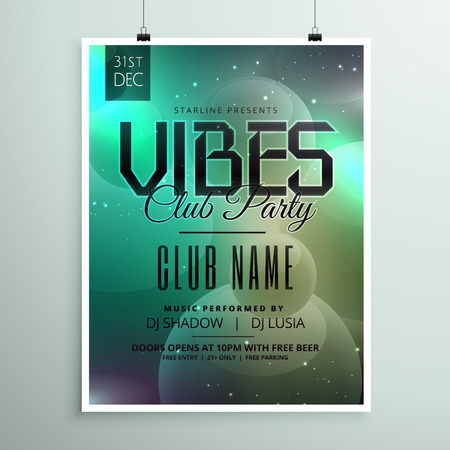 club party music flyer template with invitation event detailsのイラスト素材