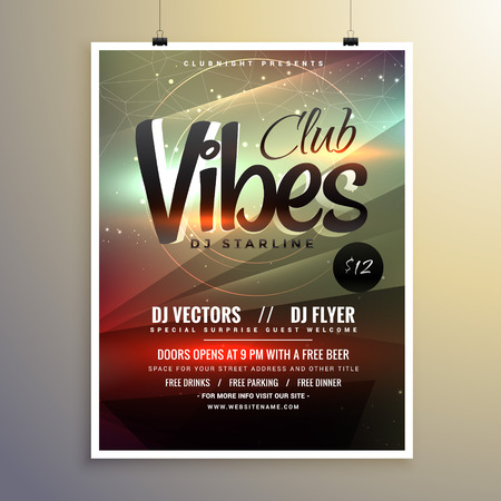 abstract party music flyer brochure template with beautiful light effectのイラスト素材