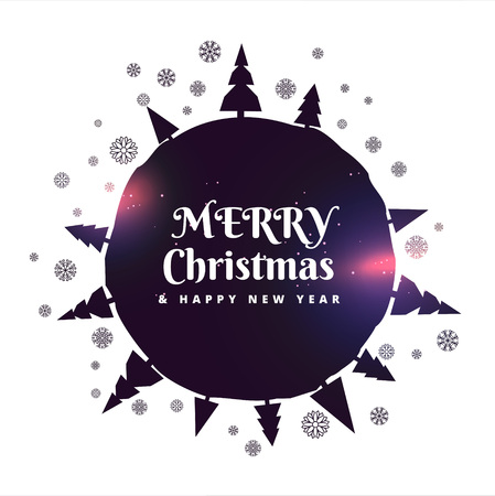 merry christmas background with trees and snowflakesのイラスト素材