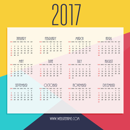 abstract 2017 new year calendar design with minimal shapesのイラスト素材