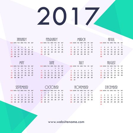 2017 new year calendar template design with triangle shapes backgroundのイラスト素材